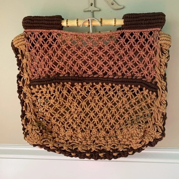 Free  People Brown  Macreme Bamboo Handle Bag - Picture 2 of 6
